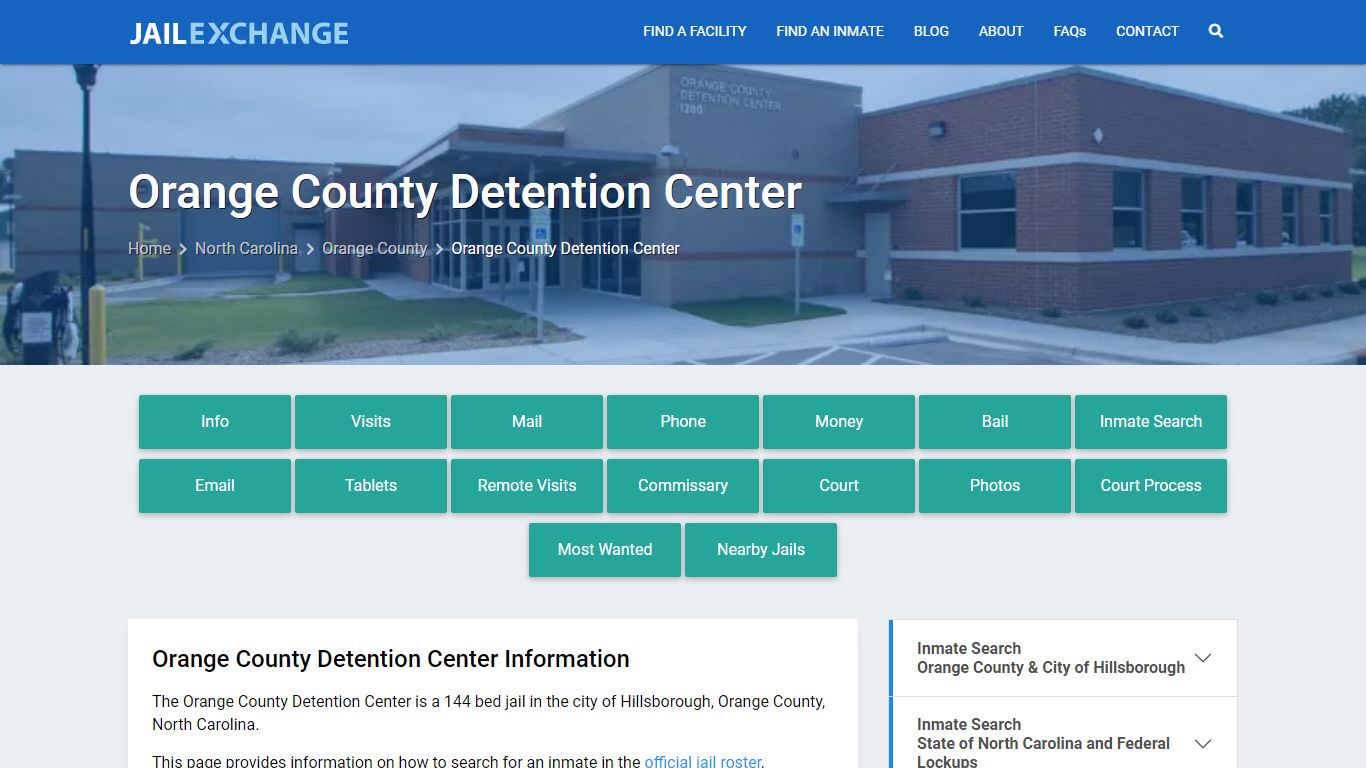 Orange County Detention Center, NC Inmate Search, Information